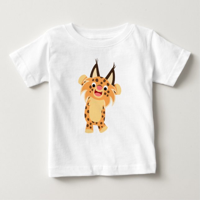 Camiseta Para Bebê Cartoon Bonito Spunky Bobcat Baby T-Shirt (Frente)
