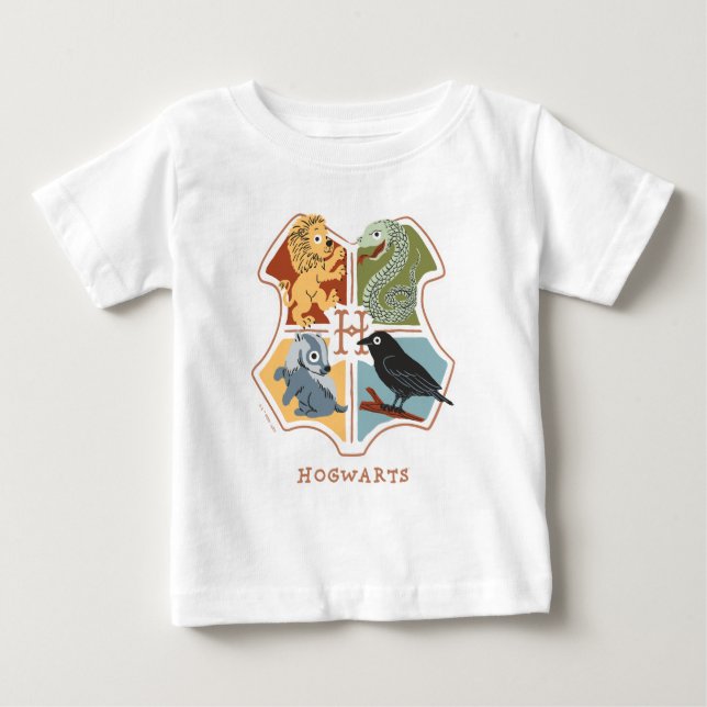 Camiseta Para Bebê Cartoon Brasão de Hogwarts  (Frente)