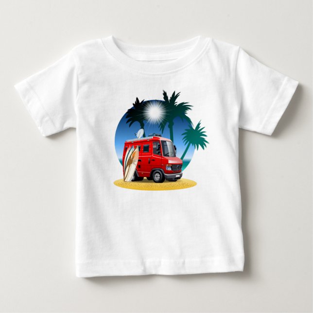 Camiseta Para Bebê Cartoon Camper (Frente)