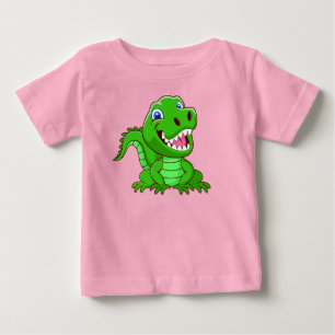 Camiseta Para Bebê Cartoon Crocodilo Sorridente