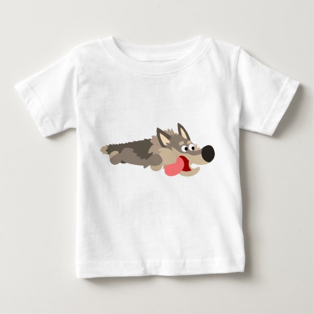 Camiseta Para Bebê Cartoon da Frota Bonita Wolf Baby T Shirt (Frente)