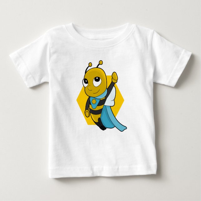 Camiseta Para Bebê Cartoon de abelha super-heróis, bebê T-Shirt (Frente)