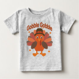 Camiseta Para Bebê Cartoon de Ação de Graças da Turquia - "Gobble Gob
