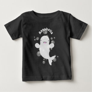 Camiseta Para Bebê Cartoon de bolhas de baleia beluga-branca personal