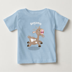 Camiseta Para Bebê Cartoon de cabra feliz e bonito