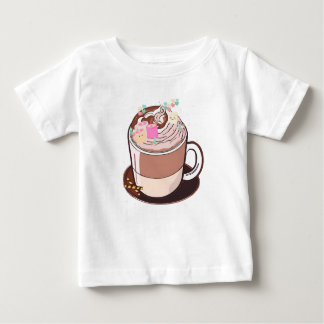Camiseta Para Bebê Cartoon de chocolate quente animado e bonito