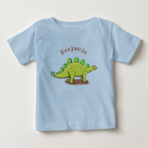 Camiseta Para Bebê Cartoon de dinossauro de stegossauro engraçado