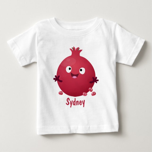 Camiseta Para Bebê Cartoon de fruta de romã giro (Frente)