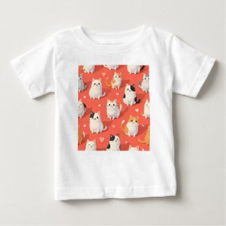 Camiseta Para Bebê Cartoon de Gato de Kawaii Bonito Padrão Sem Costur