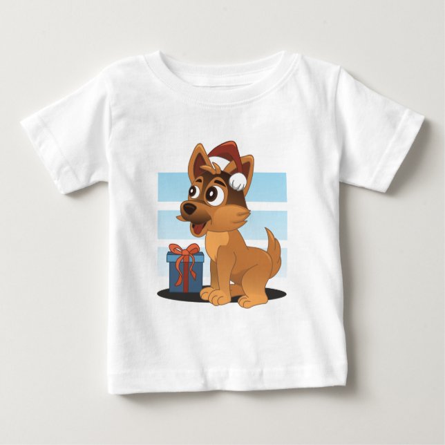 Camiseta Para Bebê Cartoon de German shepherd (Frente)