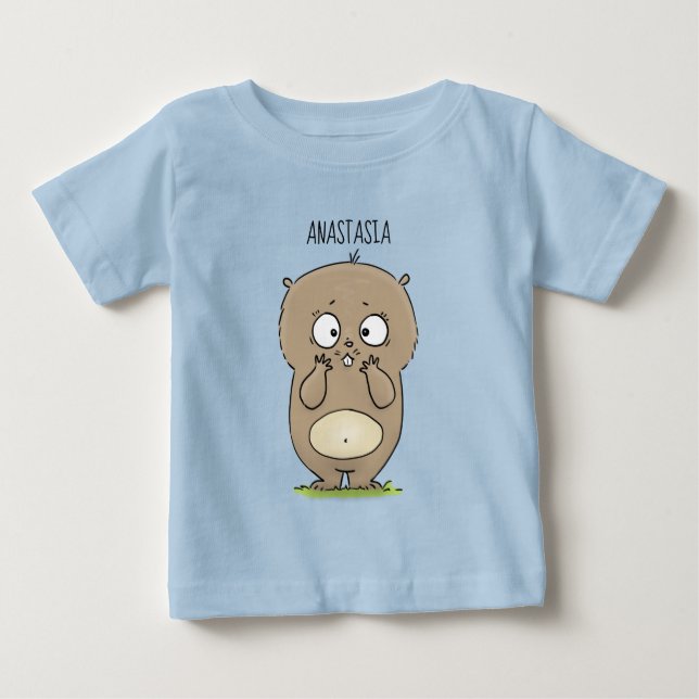 Camiseta Para Bebê Cartoon de hamster adorável (Frente)