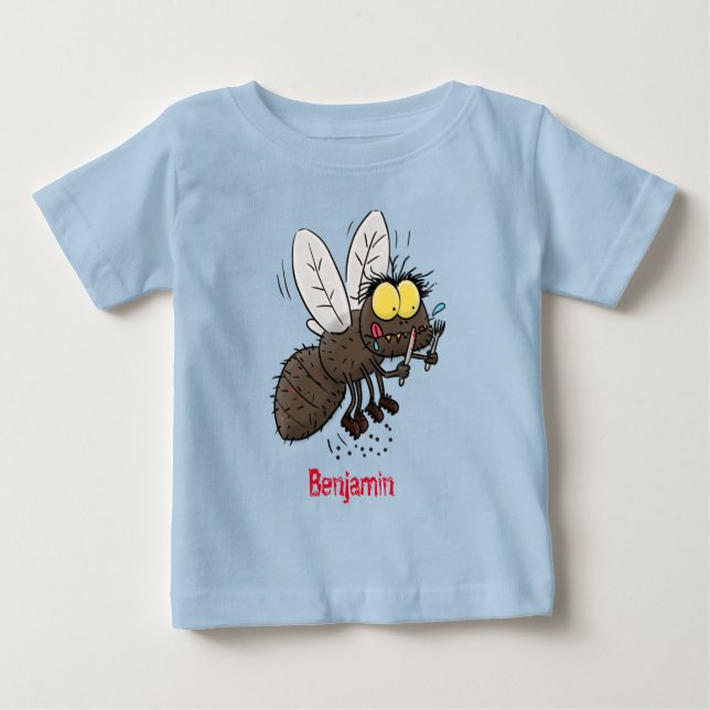 Camiseta Para Bebê Cartoon de insetos com mosca espinhenta (Frente)