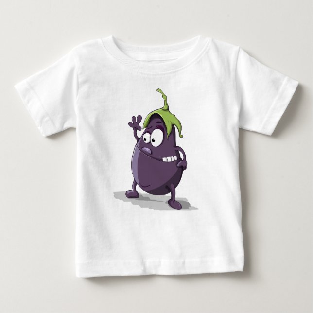 Camiseta Para Bebê Cartoon de legumes de beringela (Frente)