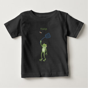 Camiseta Para Bebê Cartoon de mosca verde-sapo engraçado