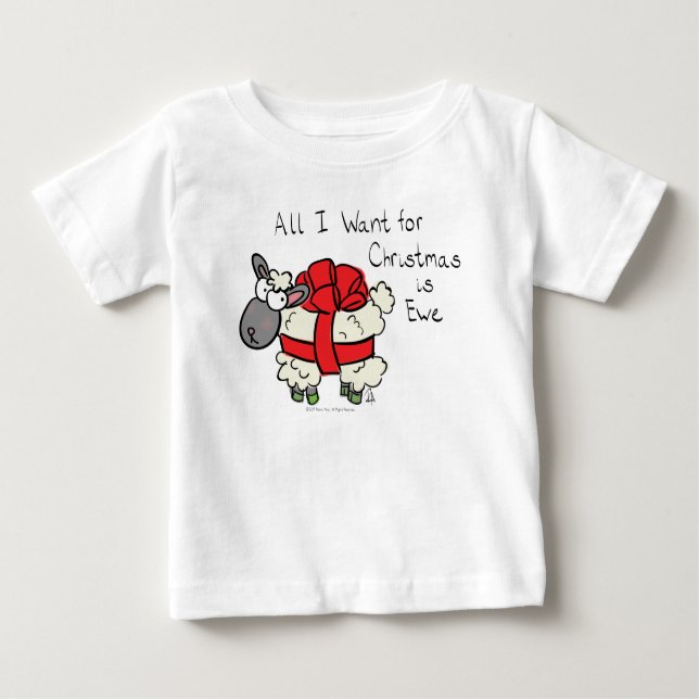 Camiseta Para Bebê Cartoon de Natal Engraçado Feriado (Frente)