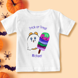 Camiseta Para Bebê Cartoon de picolé doce de Halloween para crianças
