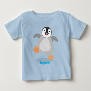 Camiseta Para Bebê Cartoon de pinguim-imperador filhote fofo e feliz