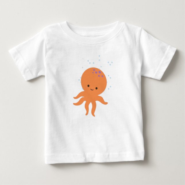 Camiseta Para Bebê Cartoon de polvo bonito (Frente)