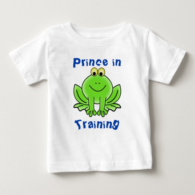 Camiseta Para Bebê Cartoon de Sapo Verde "Prince in Training" (Frente)
