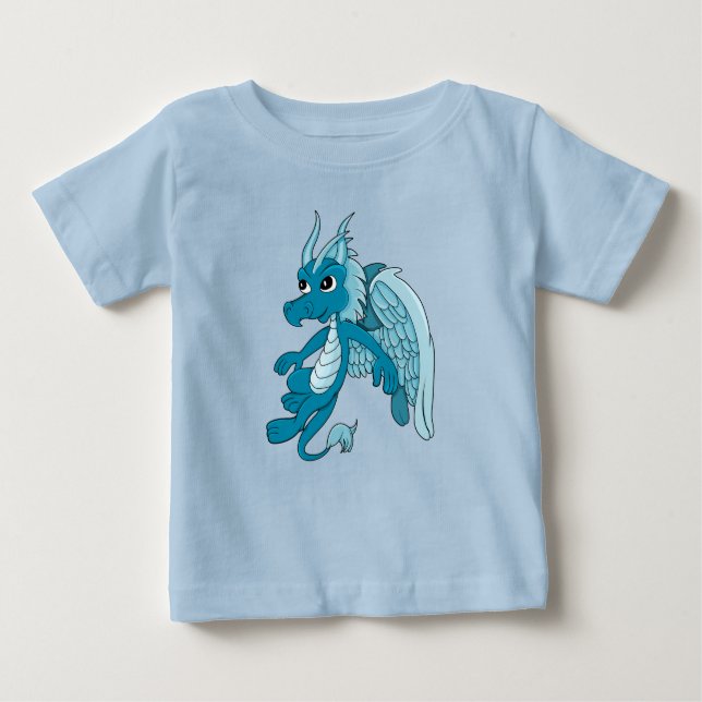 Camiseta Para Bebê Cartoon do Dragão Azul (Frente)