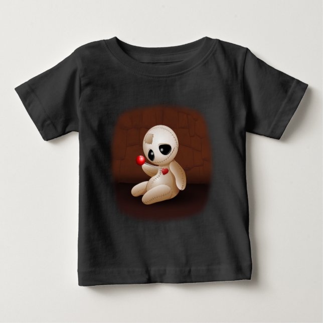 Camiseta Para Bebê Cartoon Doll Voodoo Apaixonado (Frente)