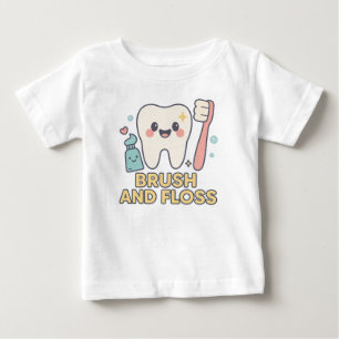 Camiseta Para Bebê Cartoon dos dentes-cegos - Higiene dental do pince