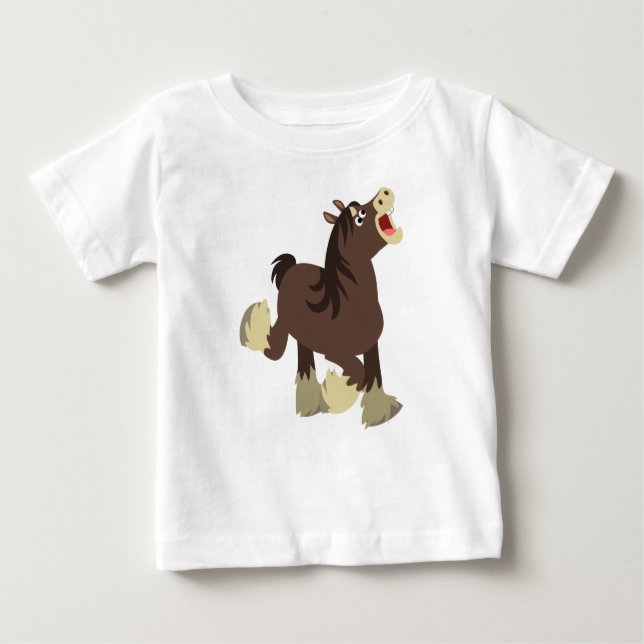 Camiseta Para Bebê Cartoon Exuberante Bonito Shire Horse Baby T-Shirt (Frente)