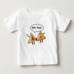 Camiseta Para Bebê Cartoon Feliz Purim Cute Smilhando Hamentaschen