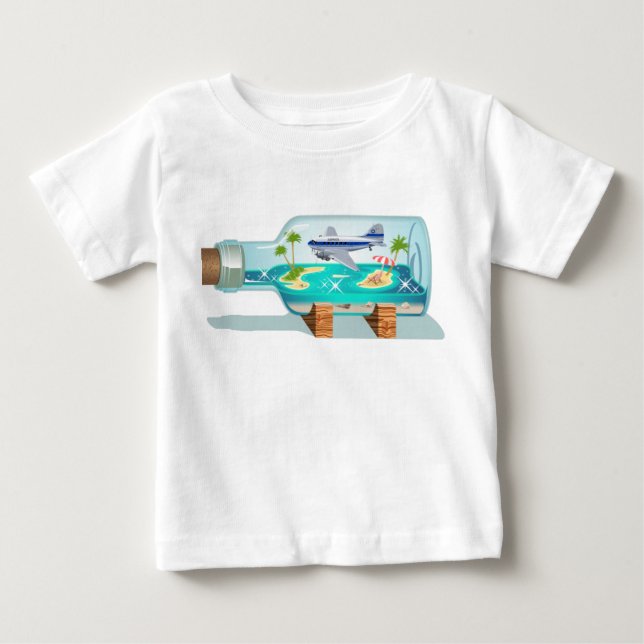 Camiseta Para Bebê Cartoon Garrafa de Souvenir (Frente)