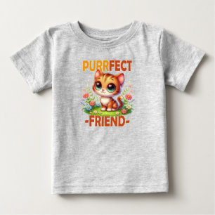 Camiseta Para Bebê Cartoon Gato de Gato Laranja Gato Puro