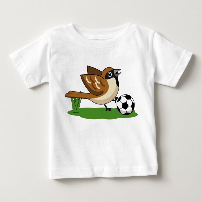 Camiseta Para Bebê Cartoon Gelado Jogando Futebol (Frente)