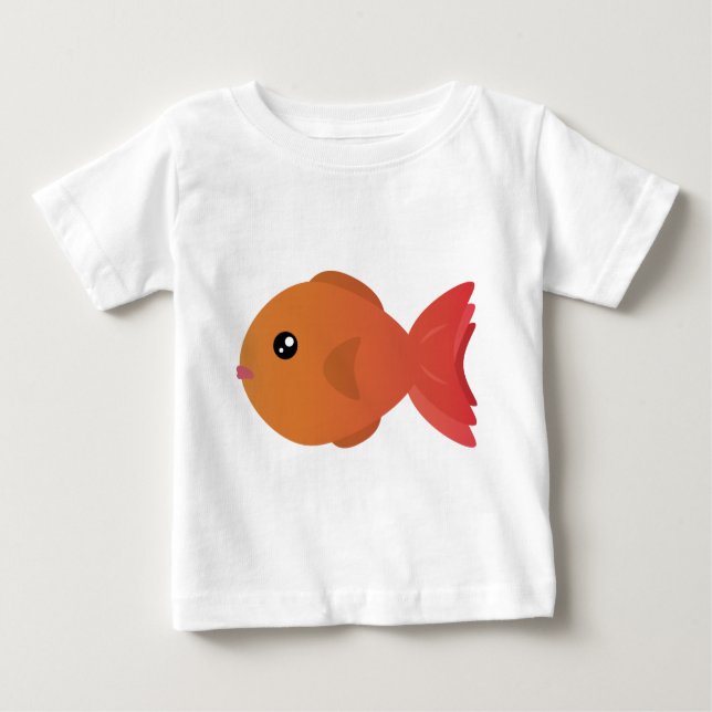 Camiseta Para Bebê Cartoon Laranja Goldfish (Frente)