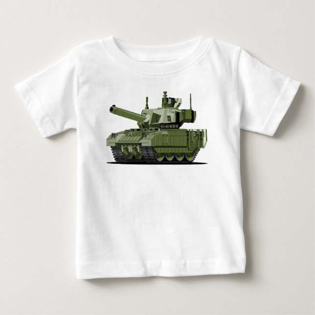Camiseta Para Bebê Cartoon modern armored tank (Frente)