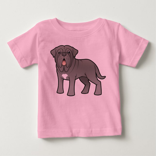 Camiseta Para Bebê Cartoon Neapolitan Mastiff (Frente)