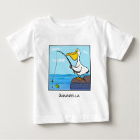Cartoon pelicano de pesca engraçado
