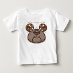 Camiseta Para Bebê Cartoon Pug Mug Puppy Dog Face