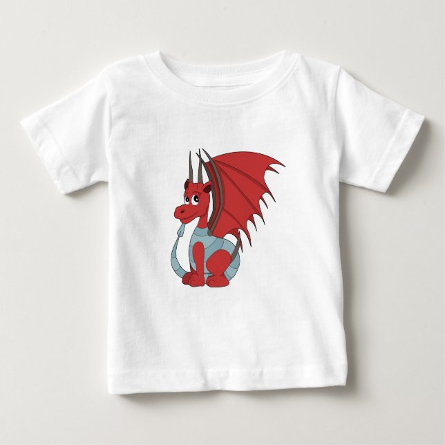 Camiseta Para Bebê Cartoon Red Dragon (Frente)