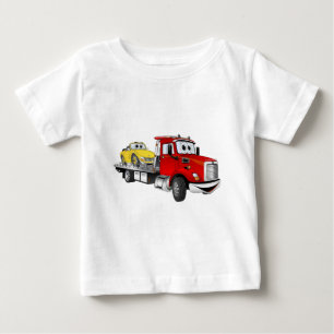 Camiseta Para Bebê Cartoon Red Tow Truck Flatbed