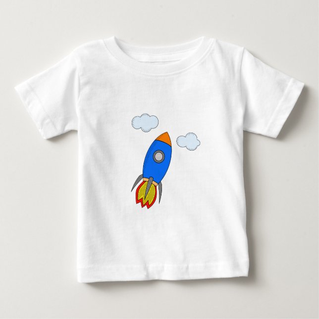 Camiseta Para Bebê Cartoon Rocket (Frente)
