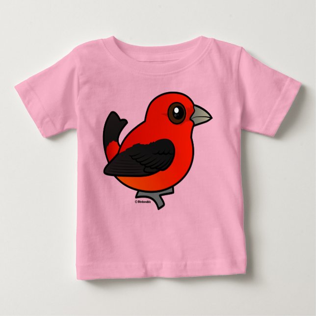 Camiseta Para Bebê Cartoon Scarlet Tanager (Frente)