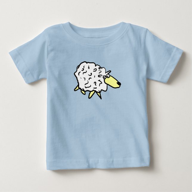 Camiseta Para Bebê Cartoon Sheep Divertido (Frente)