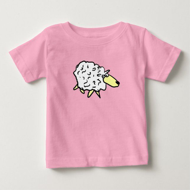 Camiseta Para Bebê Cartoon Sheep Divertido (Frente)