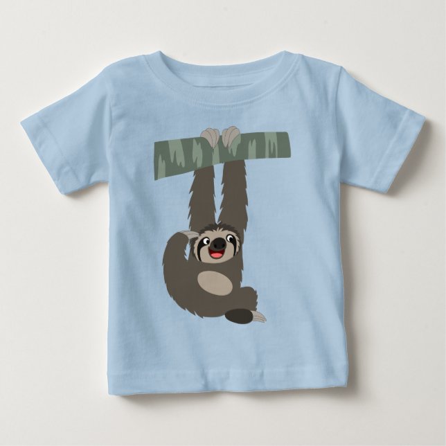 Camiseta Para Bebê Cartoon Sloth Perigosa de uma Camiseta de Bebê Bra (Frente)