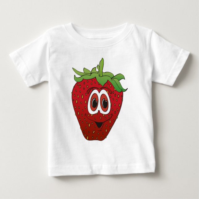 Camiseta Para Bebê Cartoon Strawberry II (Frente)