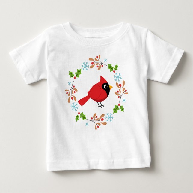 Camiseta Para Bebê Cartoon Vermelho Bonito com Flores (Frente)