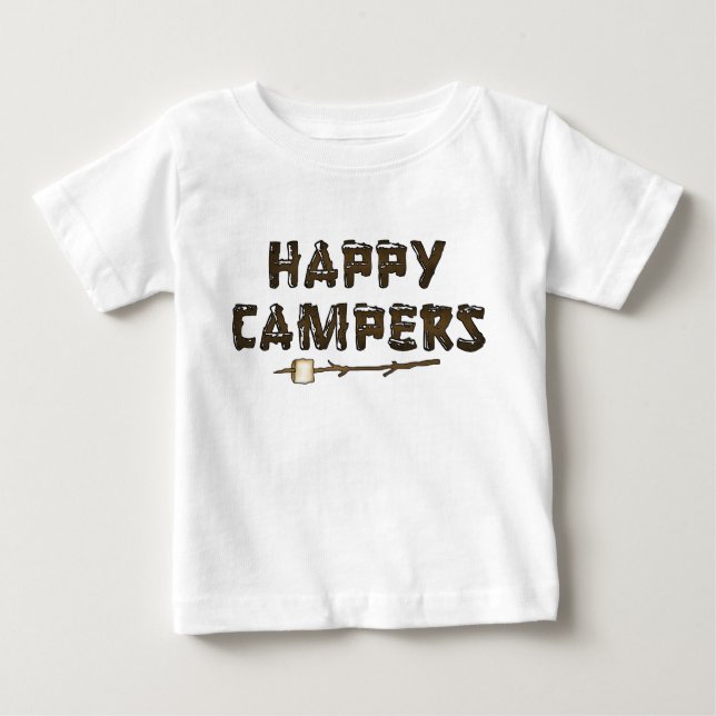 Camiseta Para Bebê Cartoon word art feliz campers baby t-shirt (Frente)