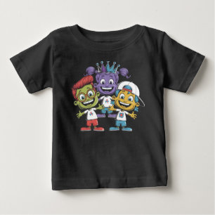 Camiseta Para Bebê Cartoons Coloridos com Expressões Reproduzíveis