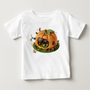 Camiseta Para Bebê Casa de Abóbora 3D Caprichosa com Macacos Miniatur
