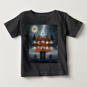 Camiseta Para Bebê Casa de Halloween com Frankie, Cinza Escuro