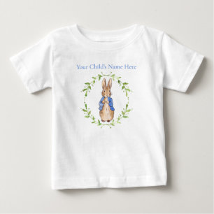 Camiseta Para Bebê Casaco azul coelho clássico personalizado